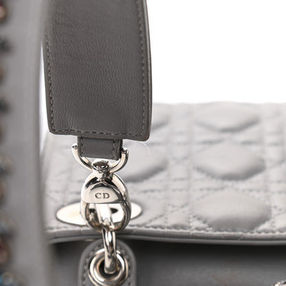 Christian Dior Lambskin Cannage Mini Lady Dior Crystal Strap Grey 9 of 11