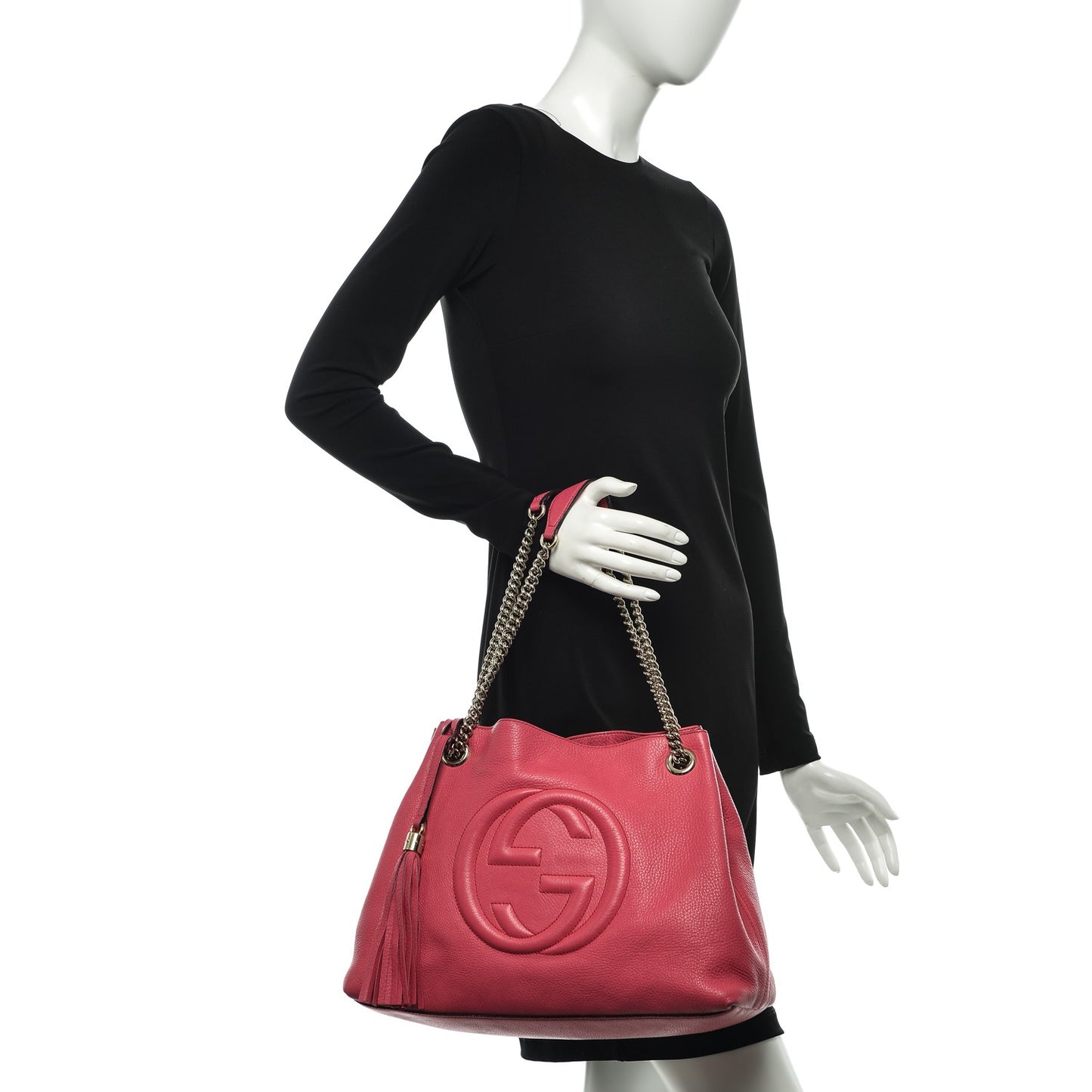 Pebbled Calfskin Medium Soho Chain Shoulder Bag Pink
