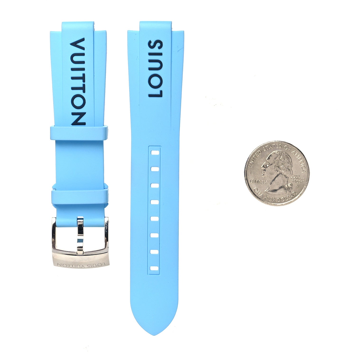 Louis Vuitton Rubber Tambour Watch Strap Light Blue 3 of 6