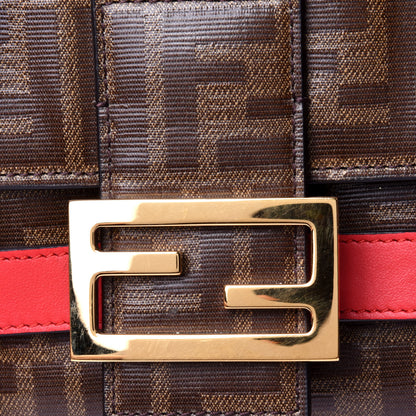 Fendi Glazed Fabric Vitello Century FF 1974 Large Baguette Cage Mogano Panna Fragola 12 of 12