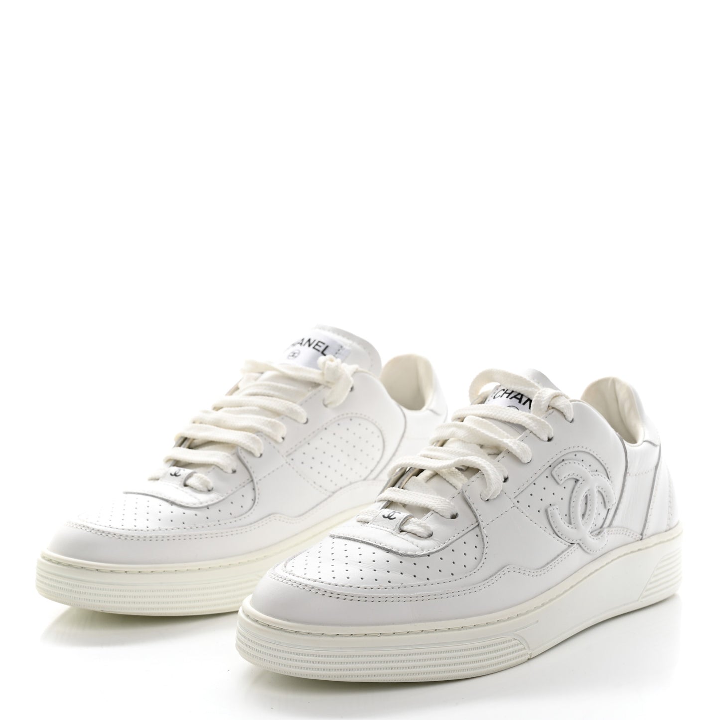 Calfskin CC Womens Sneakers 39 White