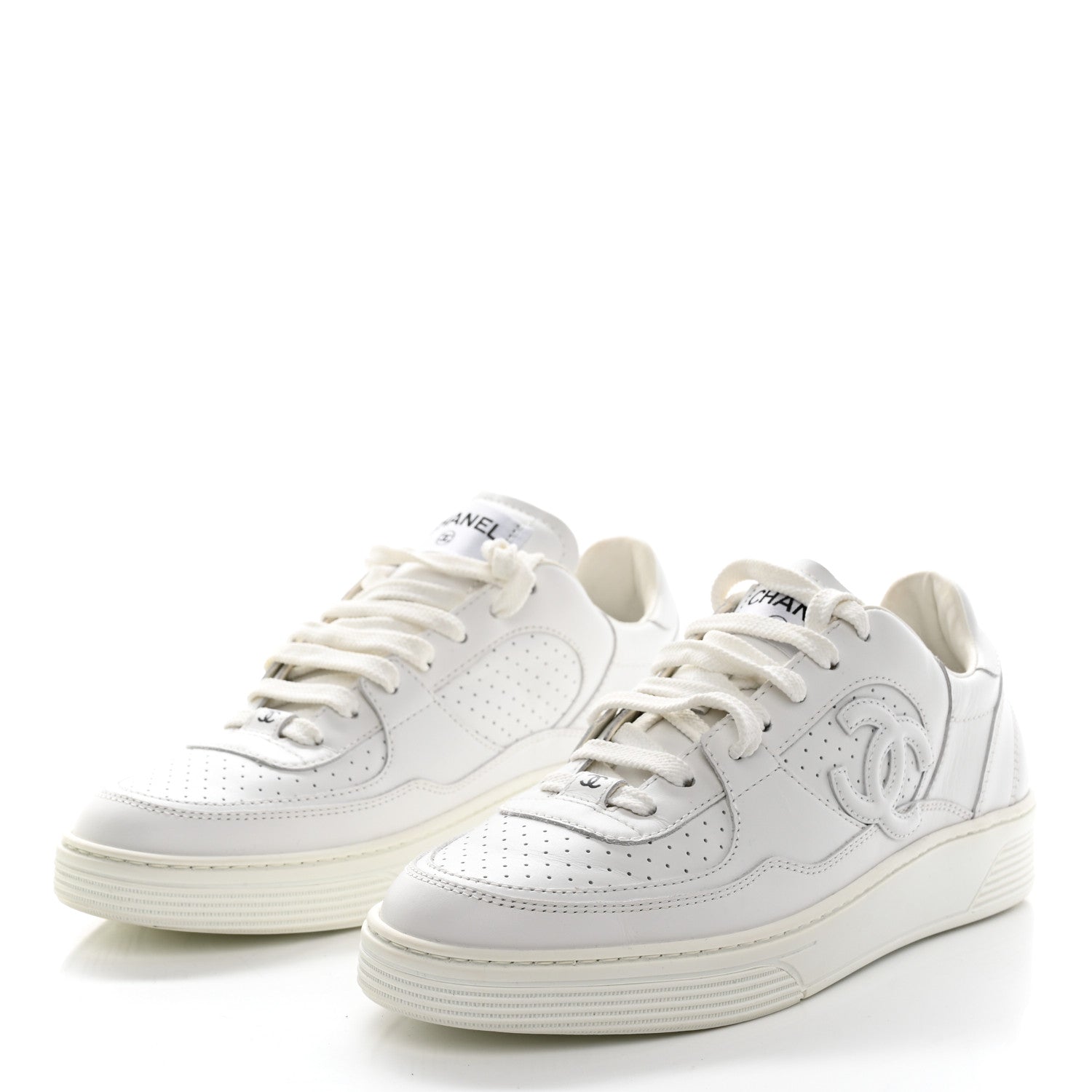 Chanel Calfskin CC Womens Sneakers 39 White 3 of 9