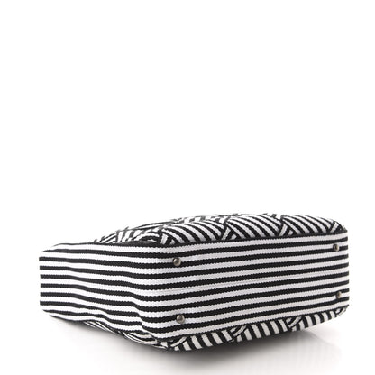 Chanel Woven Canvas Large Easy Shopping Tote Black White 6 of 10
