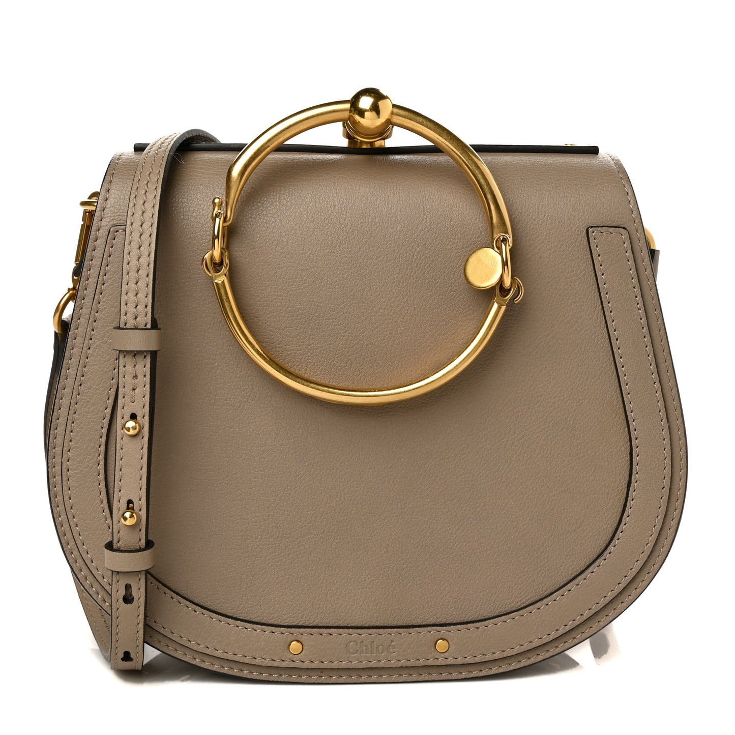 Calfskin Suede Medium Nile Bracelet Bag Motty Grey