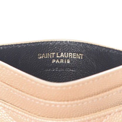Saint Laurent Grain De Poudre Matelasse Chevron Monogram Credit Card Case Cork 6 of 8