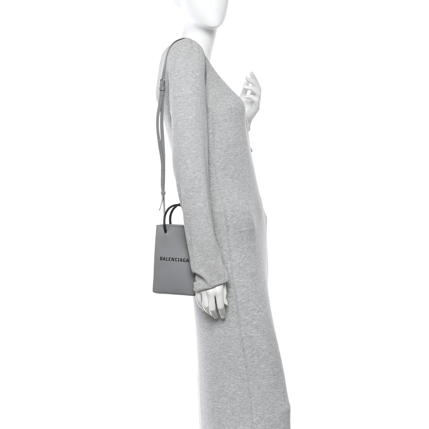 Balenciaga Squared Calfskin Logo Shopping Phone Holder Bag Balenciaga Grey 2 of 11
