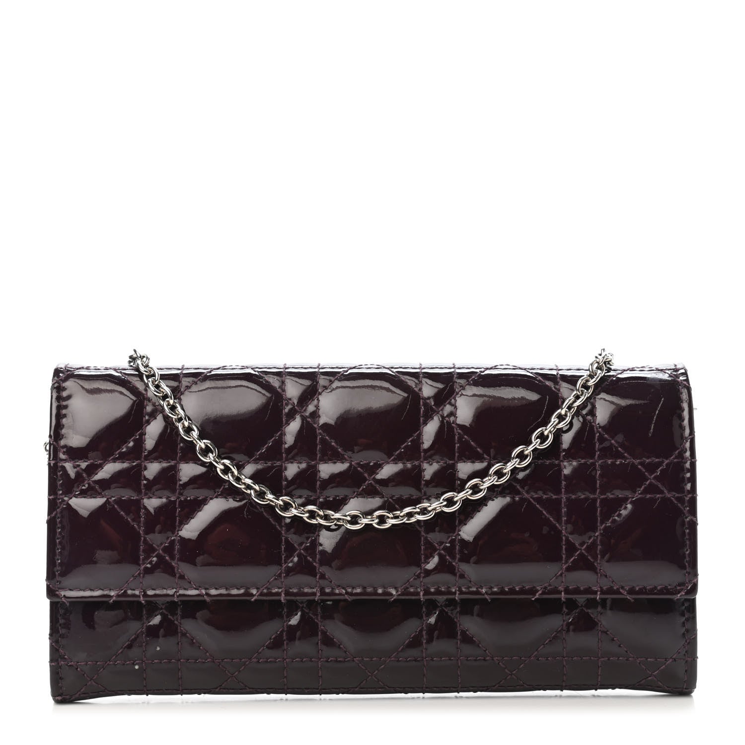 Christian Dior Patent Cannage Rendez-vous Chain Wallet Purple 1 of 4