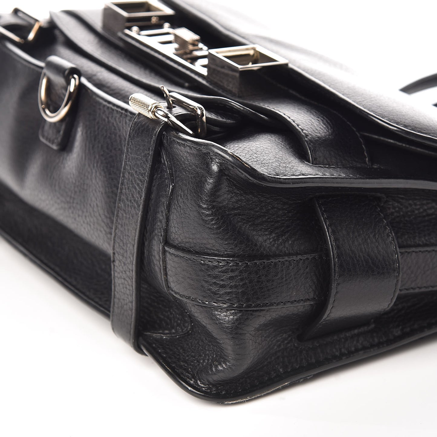 Pebbled Calfskin PS11 Classic Shoulder Bag Black