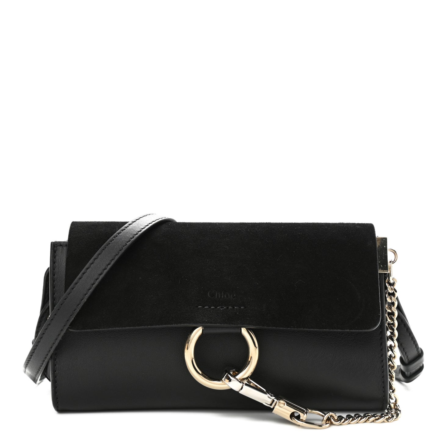 Suede Calfskin Small Faye Shoulder Bag Black