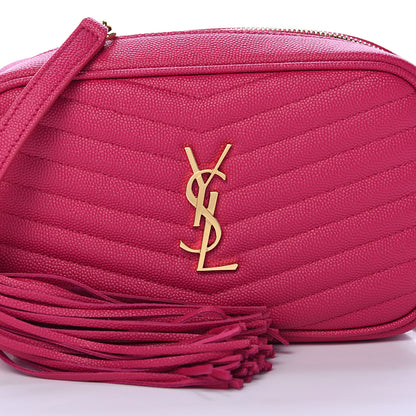 Saint Laurent Grain De Poudre Matelasse Monogram Mini Lou Camera Bag Fuchsia 7 of 9