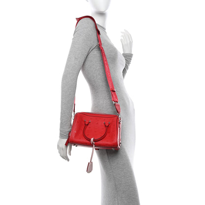MCM Calfskin Ottomar Monogram Small Essential Boston Bag Viva Red 2 of 9