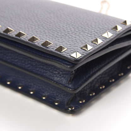 Valentino Garavani Grained Calfskin Rockstud Wallet on Chain Pure Blue 9 of 9