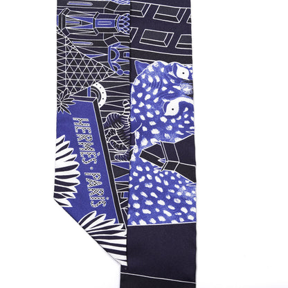 Hermes Silk Animapolis Plumetis Twilly Marine Bleu Royal 3 of 3