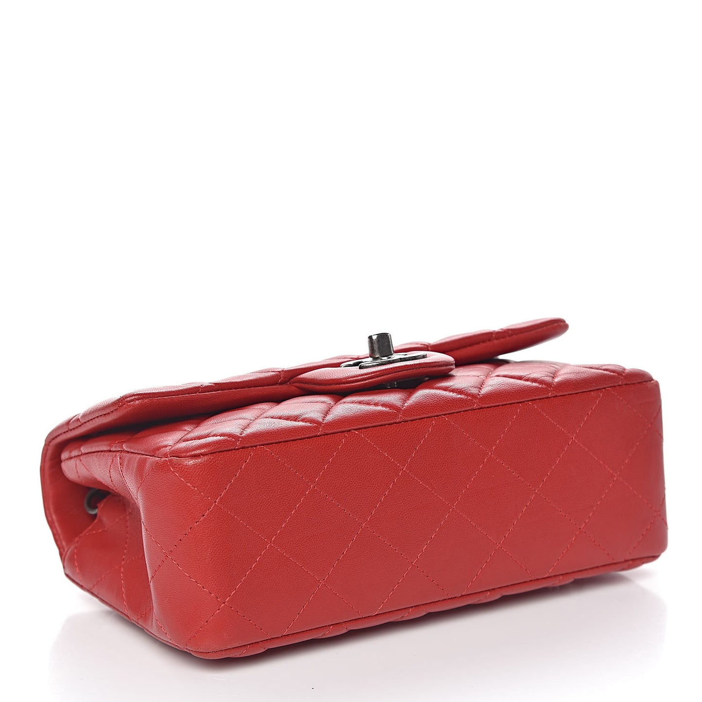 Lambskin Quilted Mini Rectangular Flap Red