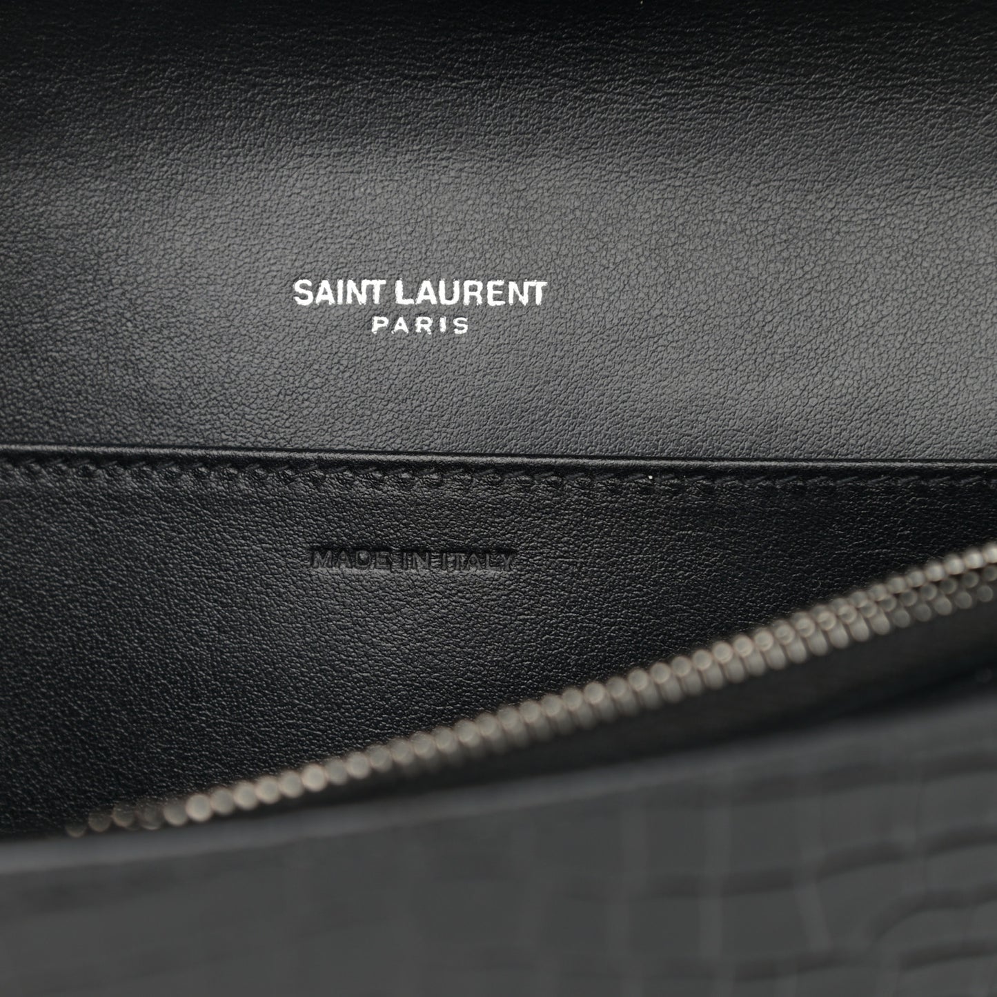 Calfskin Crocodile Embossed Monogram Mini Uptown Crossbody Black
