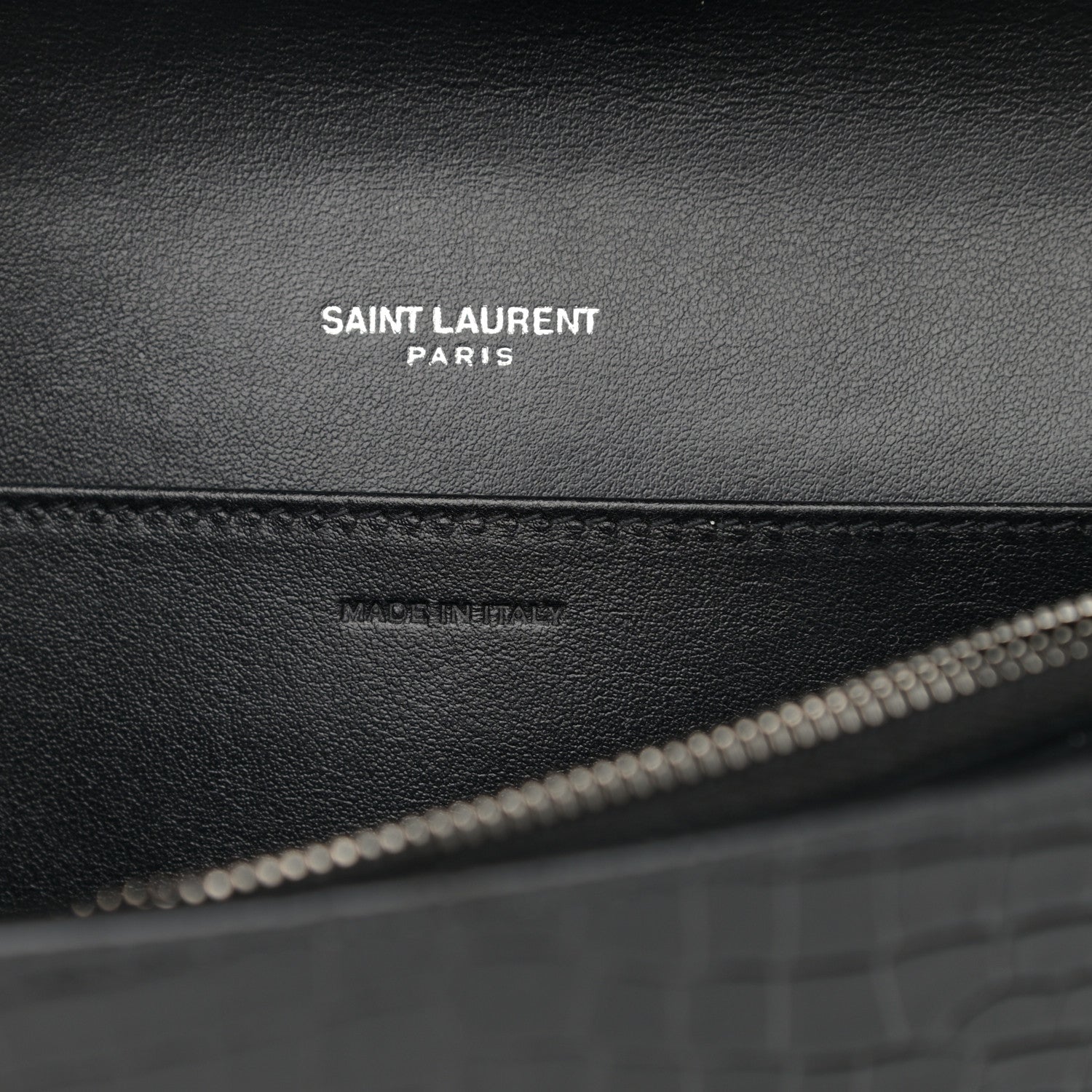 Saint Laurent Calfskin Crocodile Embossed Monogram Mini Uptown Crossbody Black 7 of 14