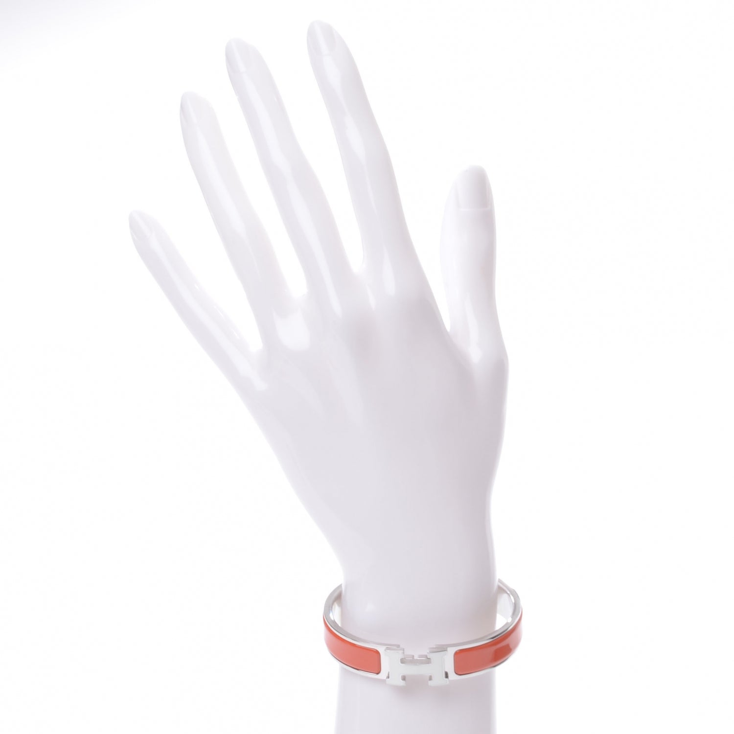Hermes Narrow Enamel Clic Clac White H Bracelet PM Capucine 2 of 5