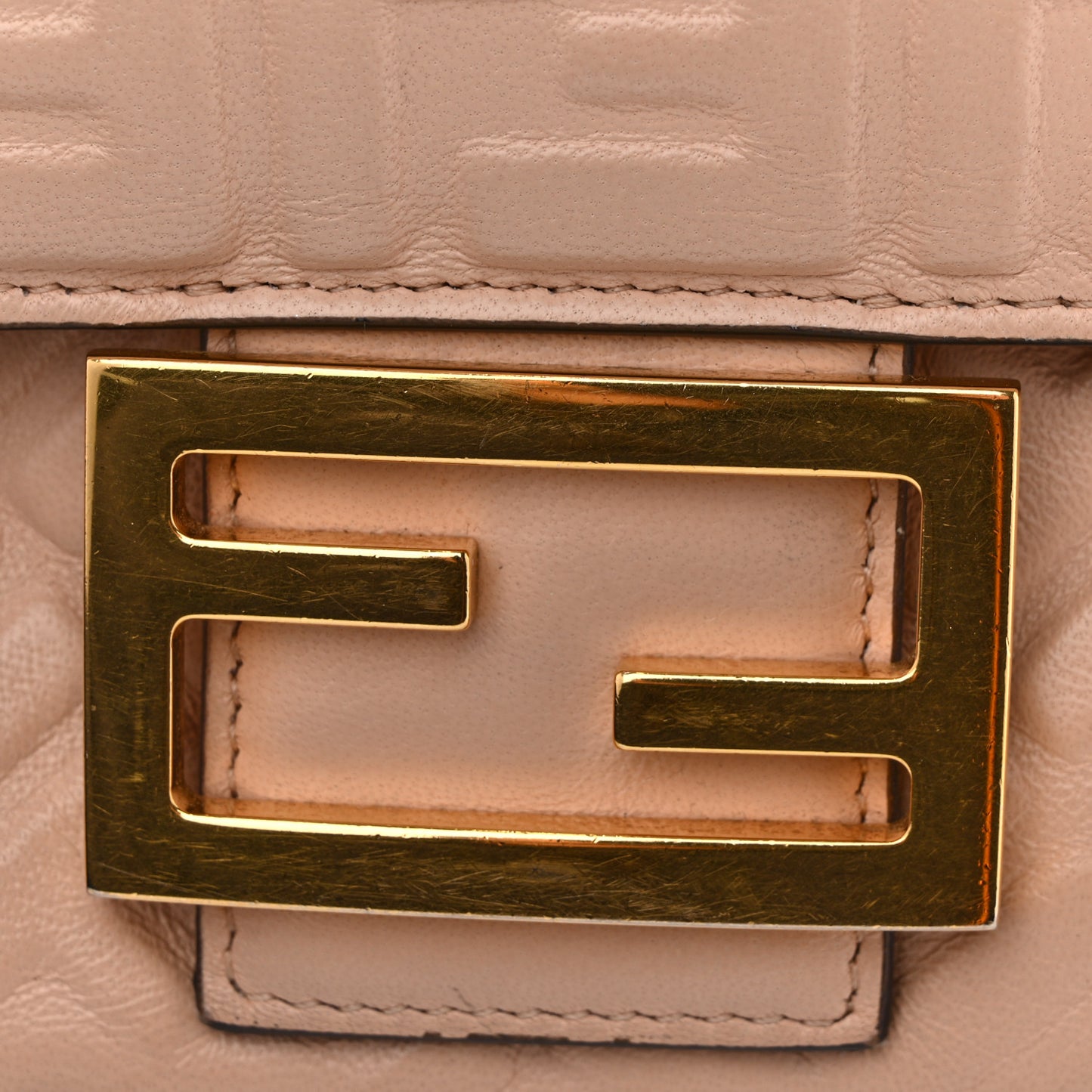 Nappa Small FF Embossed Midi Chain Baguette Light Rose