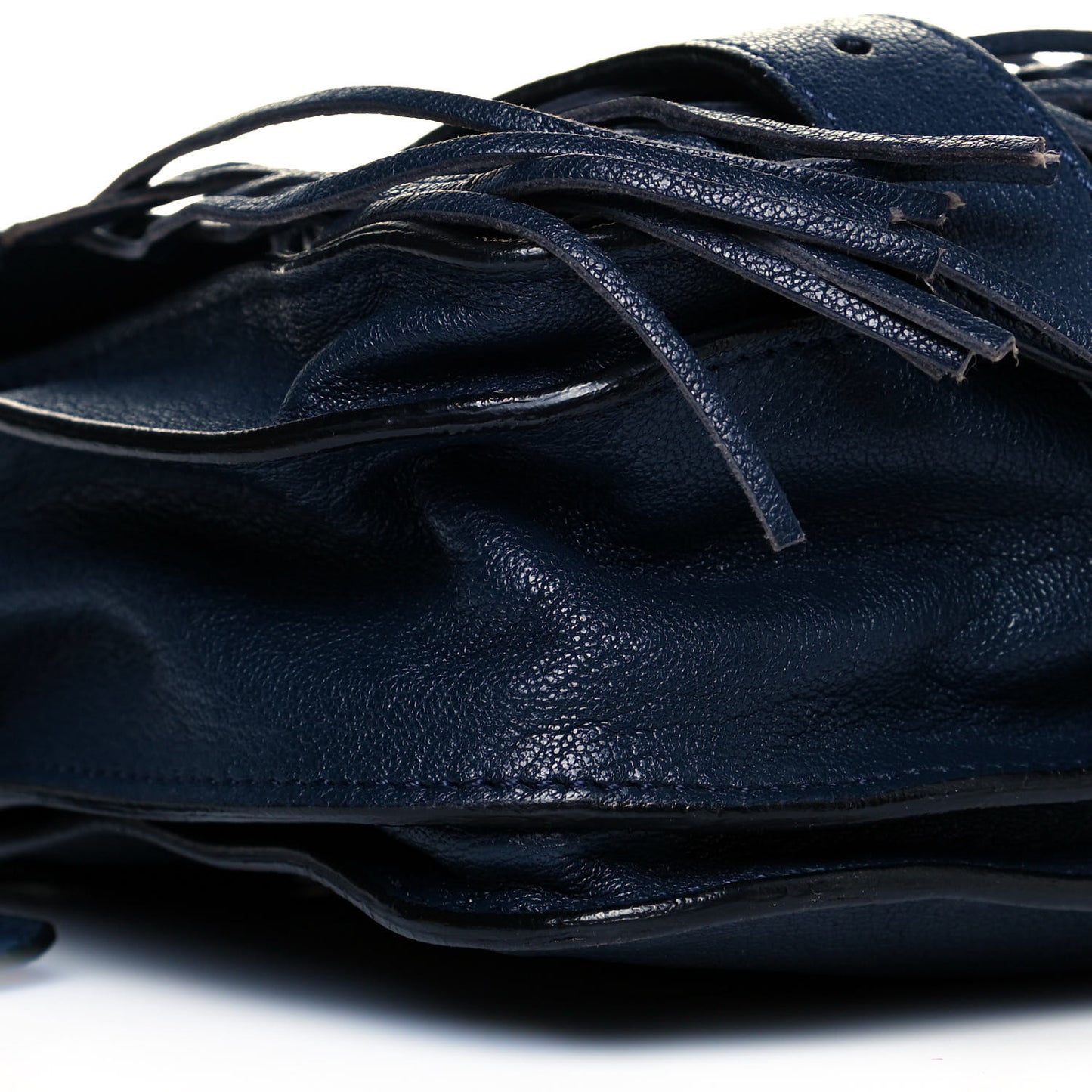 Lambskin Fringe PS1 Crossbody Pouch Midnight
