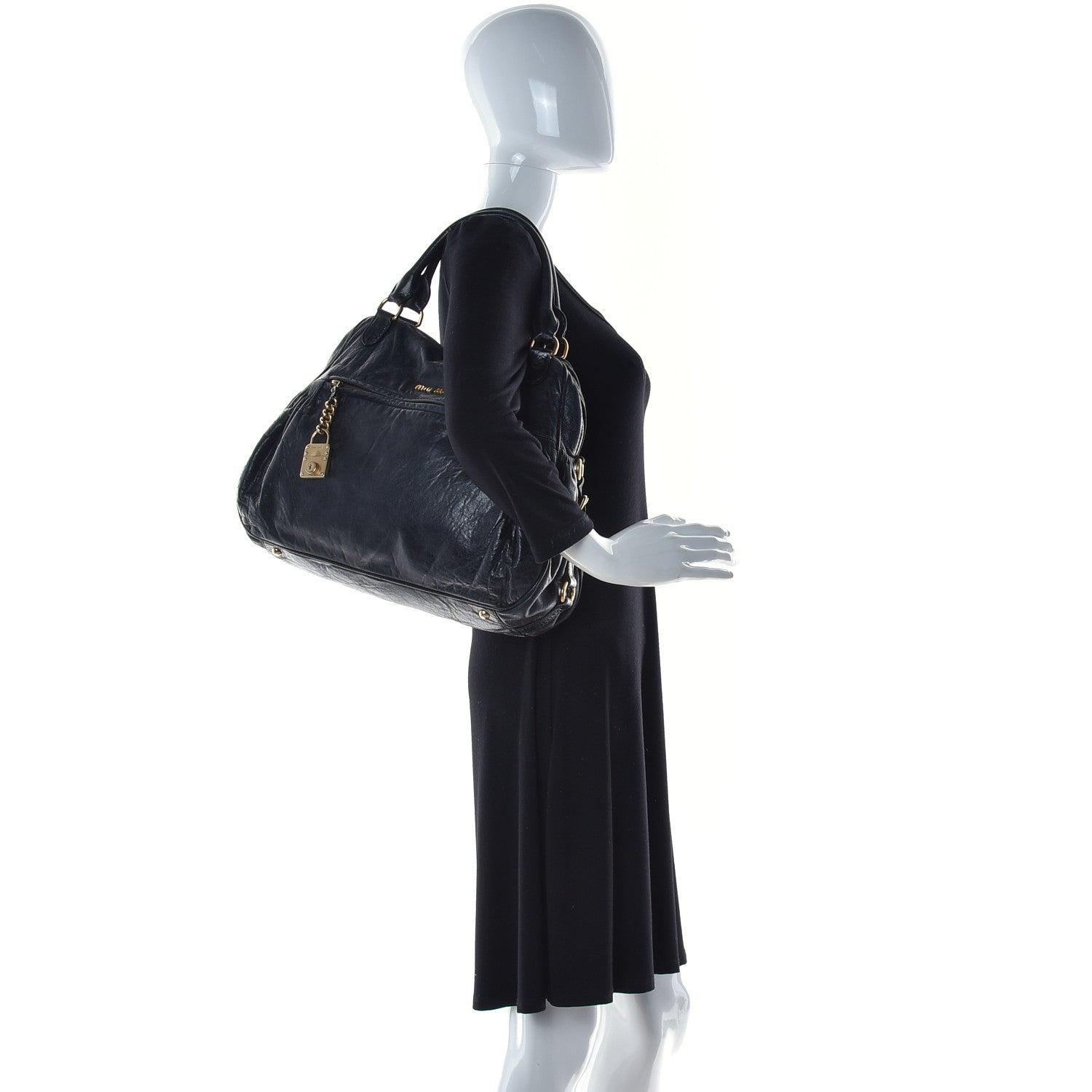 Miu Miu Nappa Lock Pocket Hobo Black 2 of 7