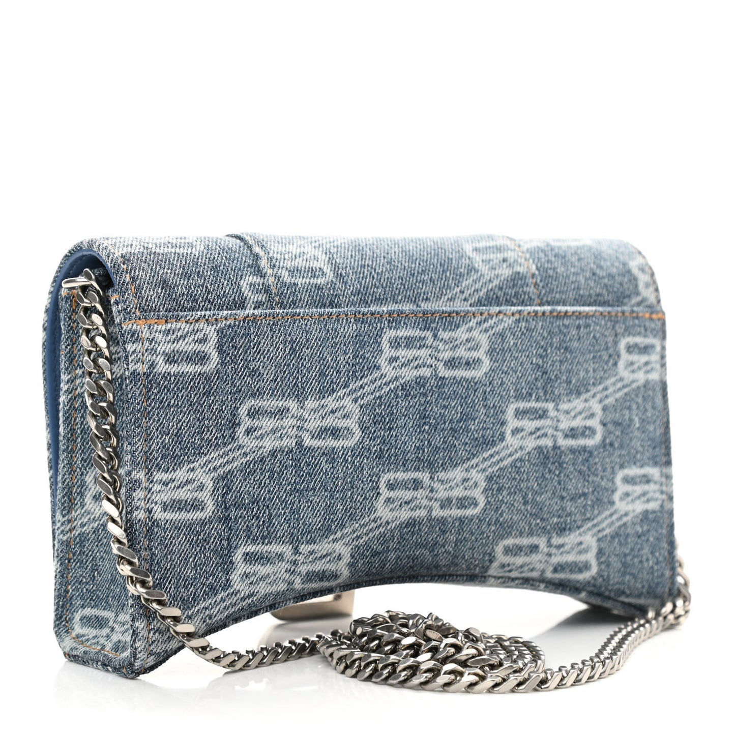 Denim BB Monogram Hourglass Chain Bag Blue