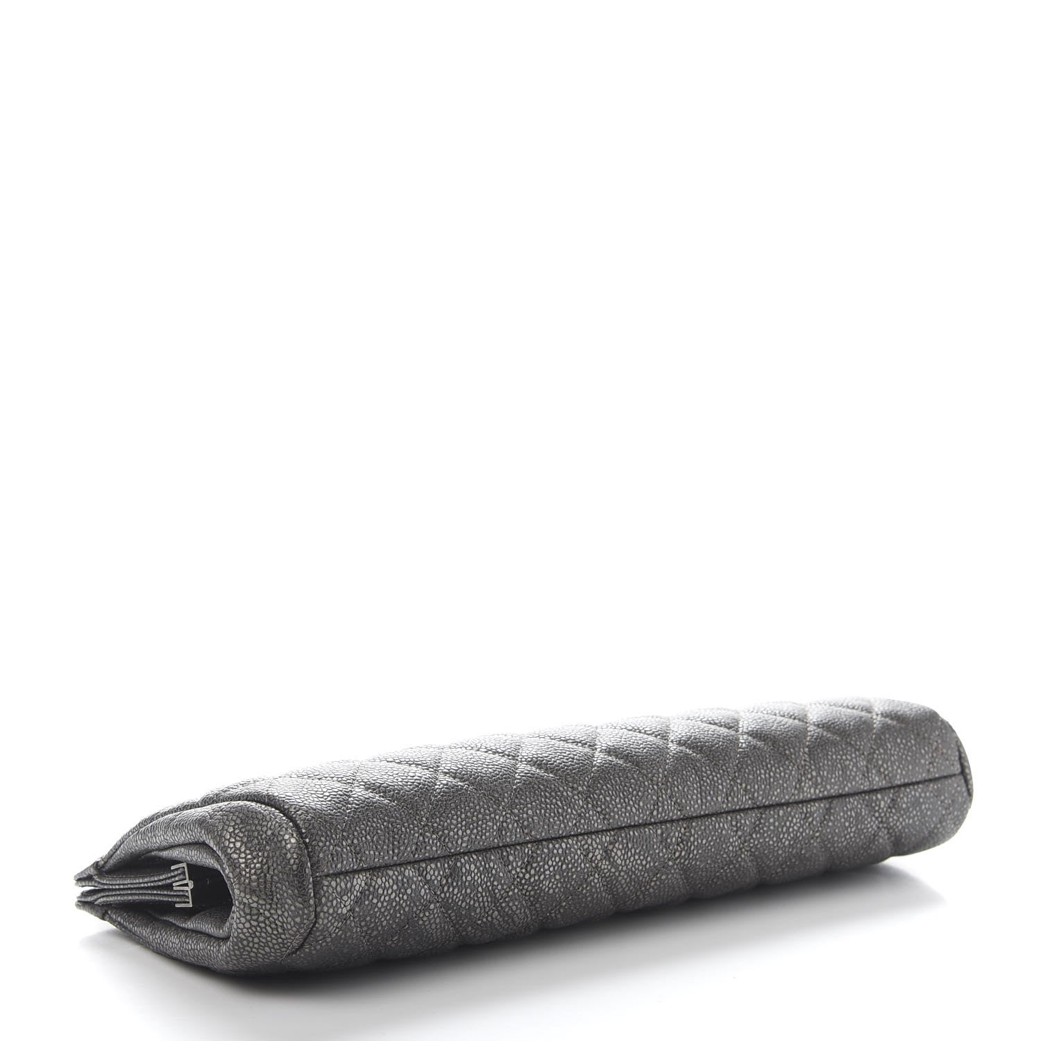 Chanel Metallic Caviar Quilted Clutch Dark Silver 4 of 10