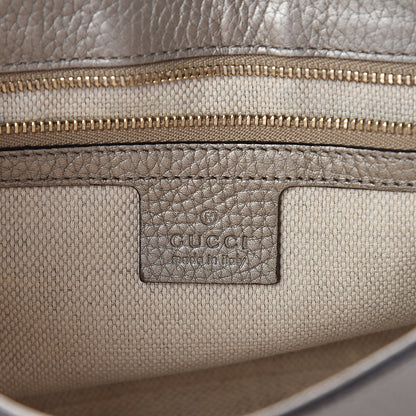 Gucci Metallic Pebbled Calfskin Medium Soho Flap Crossbody Golden Beige 6 of 9