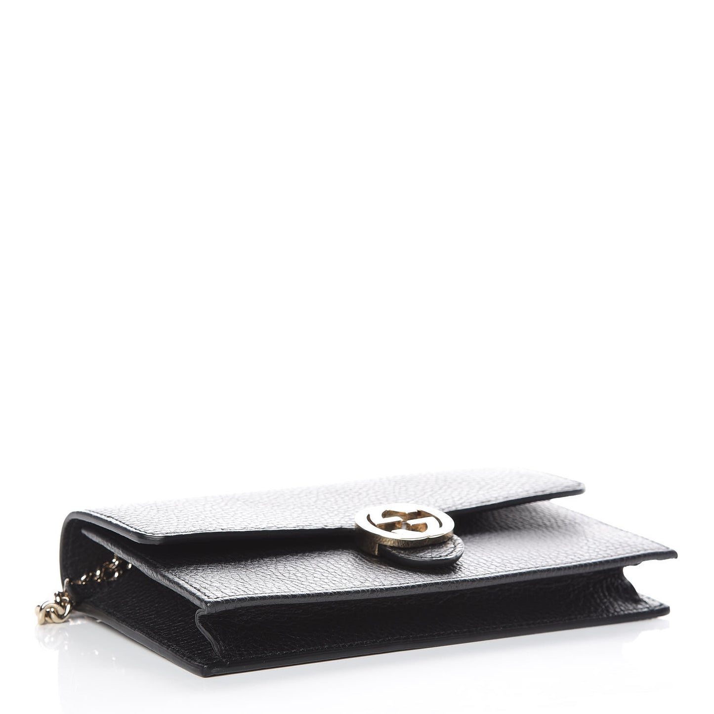 Dollar Calfskin Interlocking G Chain Wallet Black