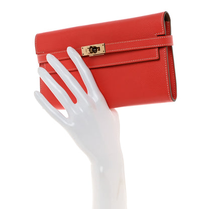 Hermes Epsom Verso Kelly Longue Wallet Rose Jaipur Gold 2 of 7