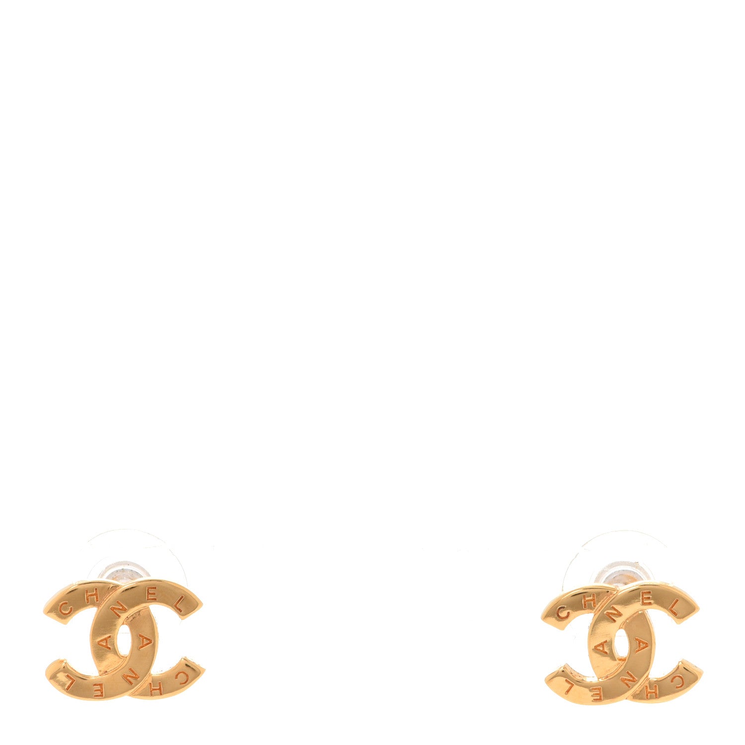 Chanel Metal CC Paris Button Stud Earrings Gold 1 of 4