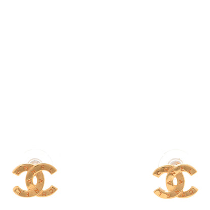 Chanel Metal CC Paris Button Stud Earrings Gold 1 of 4