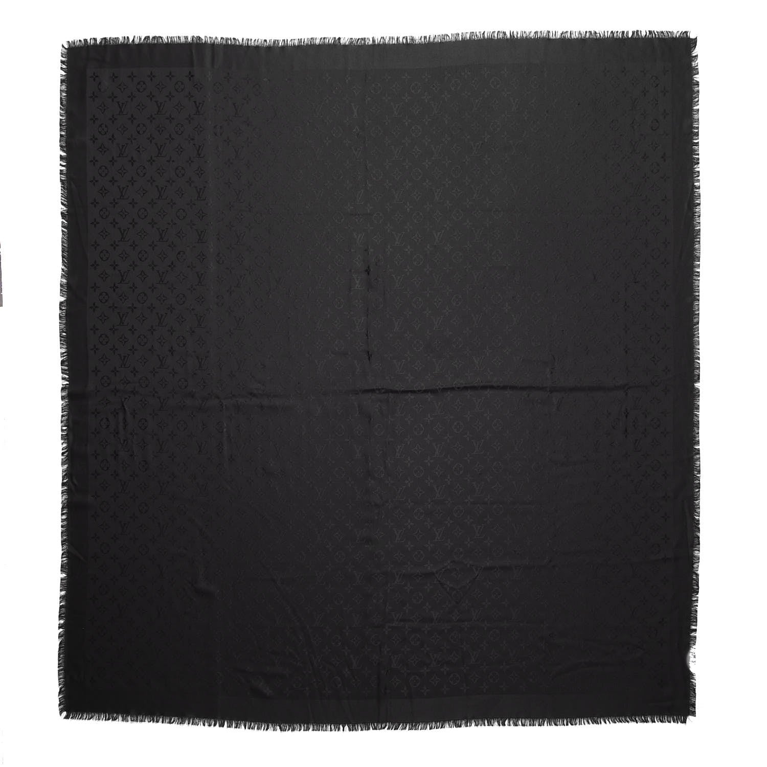 Louis Vuitton Silk Wool Monogram Shawl Black 1 of 5
