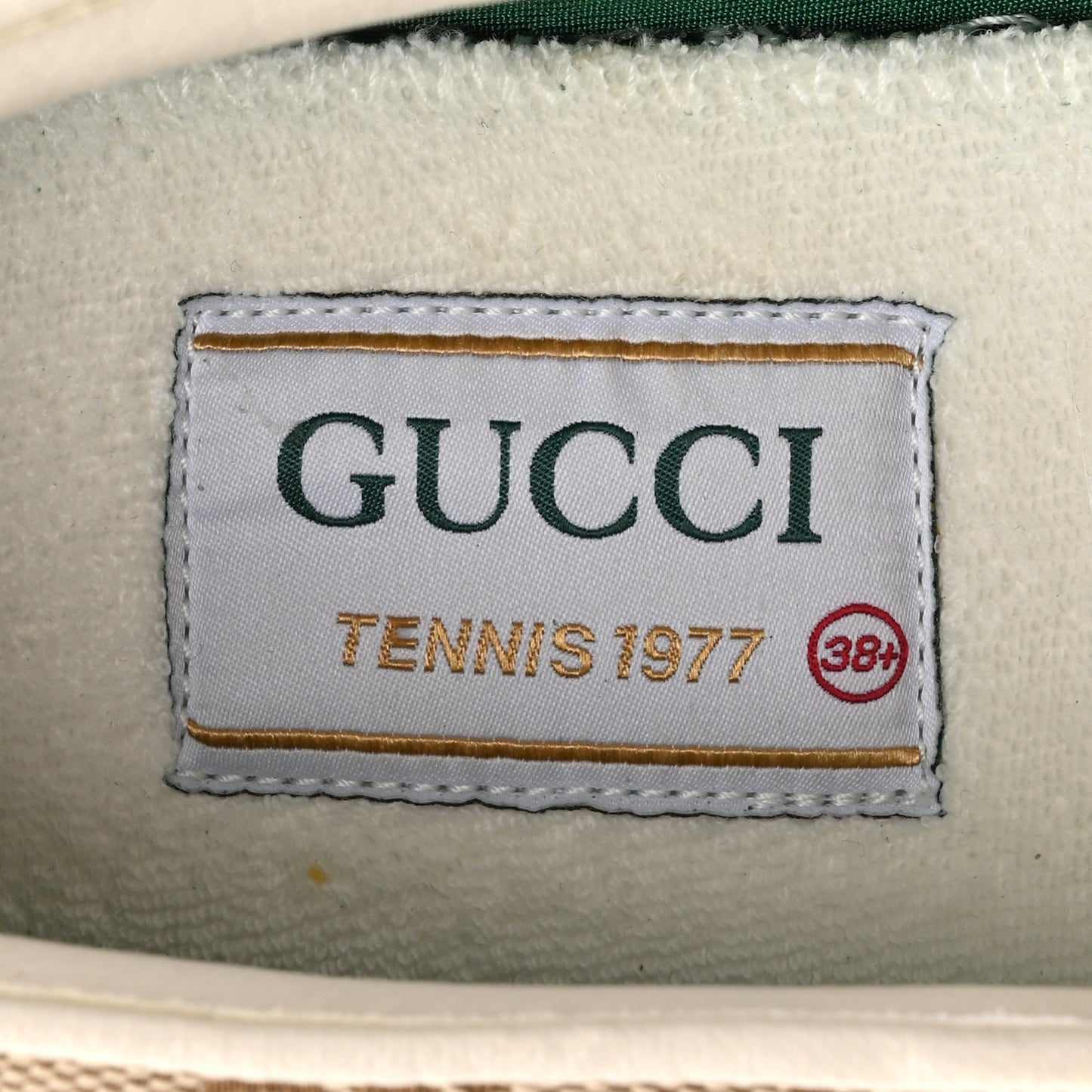 GG Monogram Womens 1977 Tennis Slip On 30mm Sneakers 38.5 Beige Ebony Mystic White