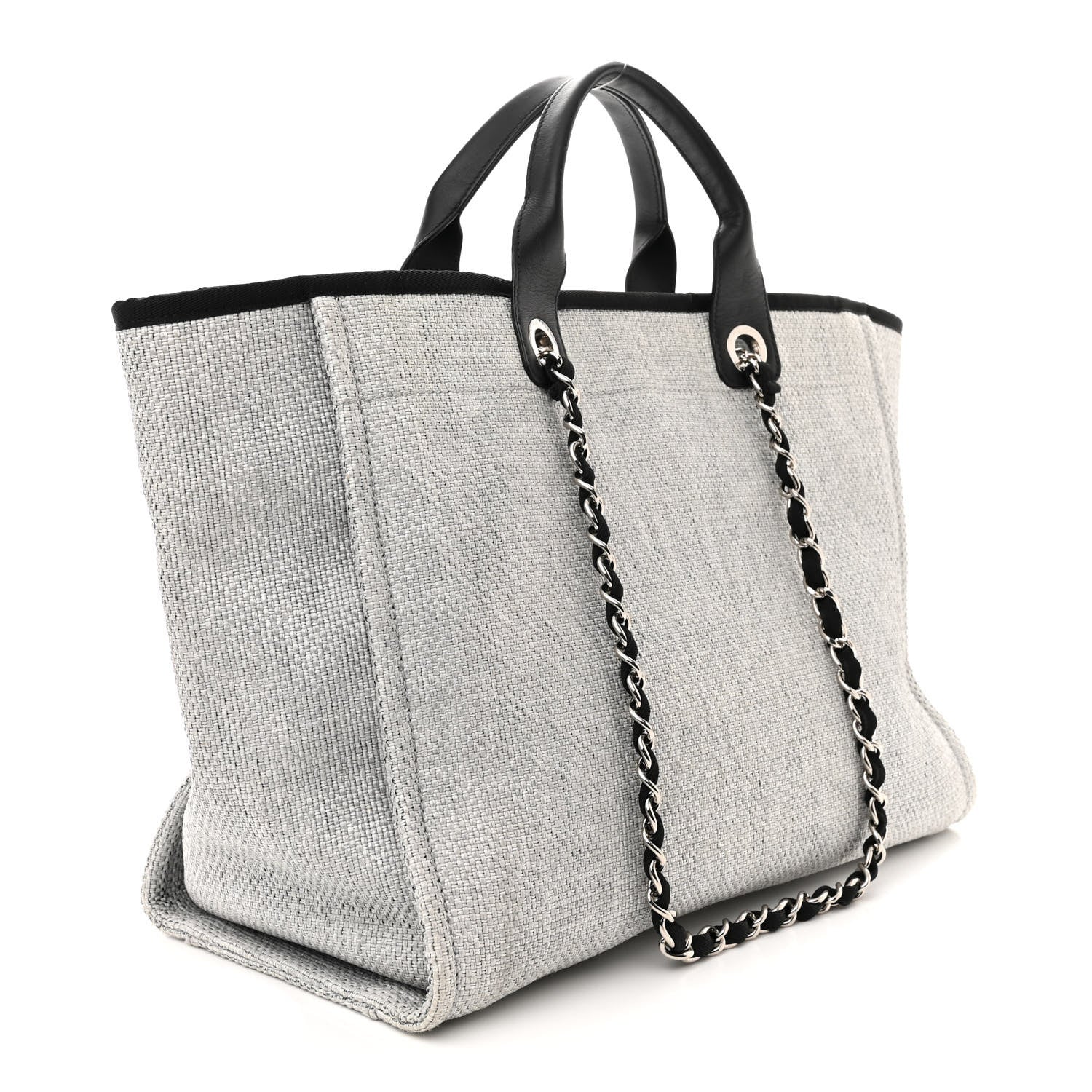 Chanel Woven Straw Raffia Medium Deauville Tote Grey 3 of 11