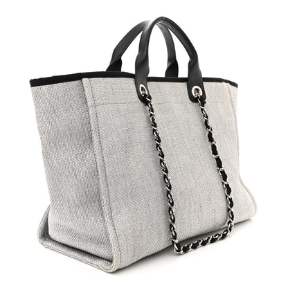 Chanel Woven Straw Raffia Medium Deauville Tote Grey 3 of 11