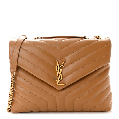 Saint Laurent Calfskin Y Quilted Monogram Medium Loulou Chain Satchel Dark Natural 1 of 10