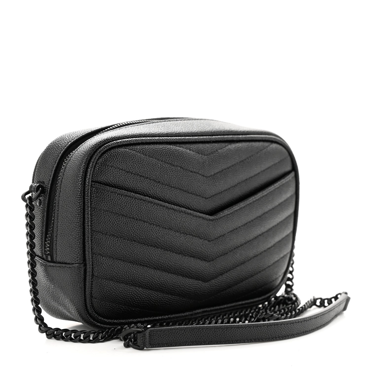 Saint Laurent Grain De Poudre Matelasse Monochrome Monogram Mini Lou Camera Bag Black 3 of 11