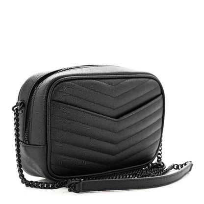 Saint Laurent Grain De Poudre Matelasse Monochrome Monogram Mini Lou Camera Bag Black 3 of 11