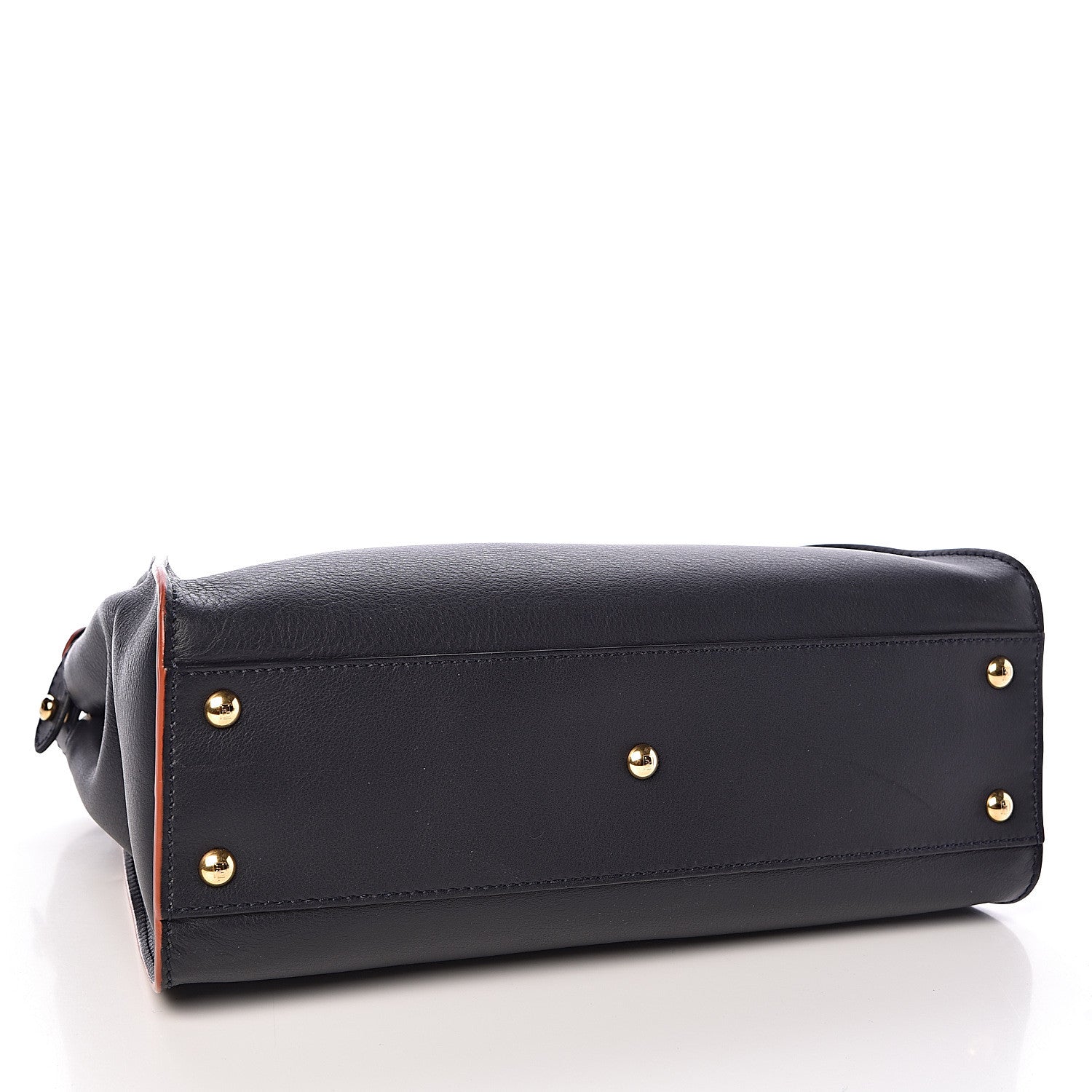 Fendi Vitello Seta Burro Medium Peekaboo Iconic Satchel Blue Notte Plaster 4 of 15