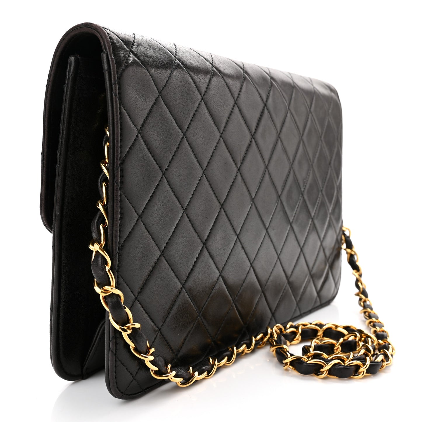 Lambskin Quilted Medium Single Flap Black
