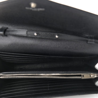 Saint Laurent Grain De Poudre Matelasse Chevron Monogram Chain Wallet Black 4 of 10