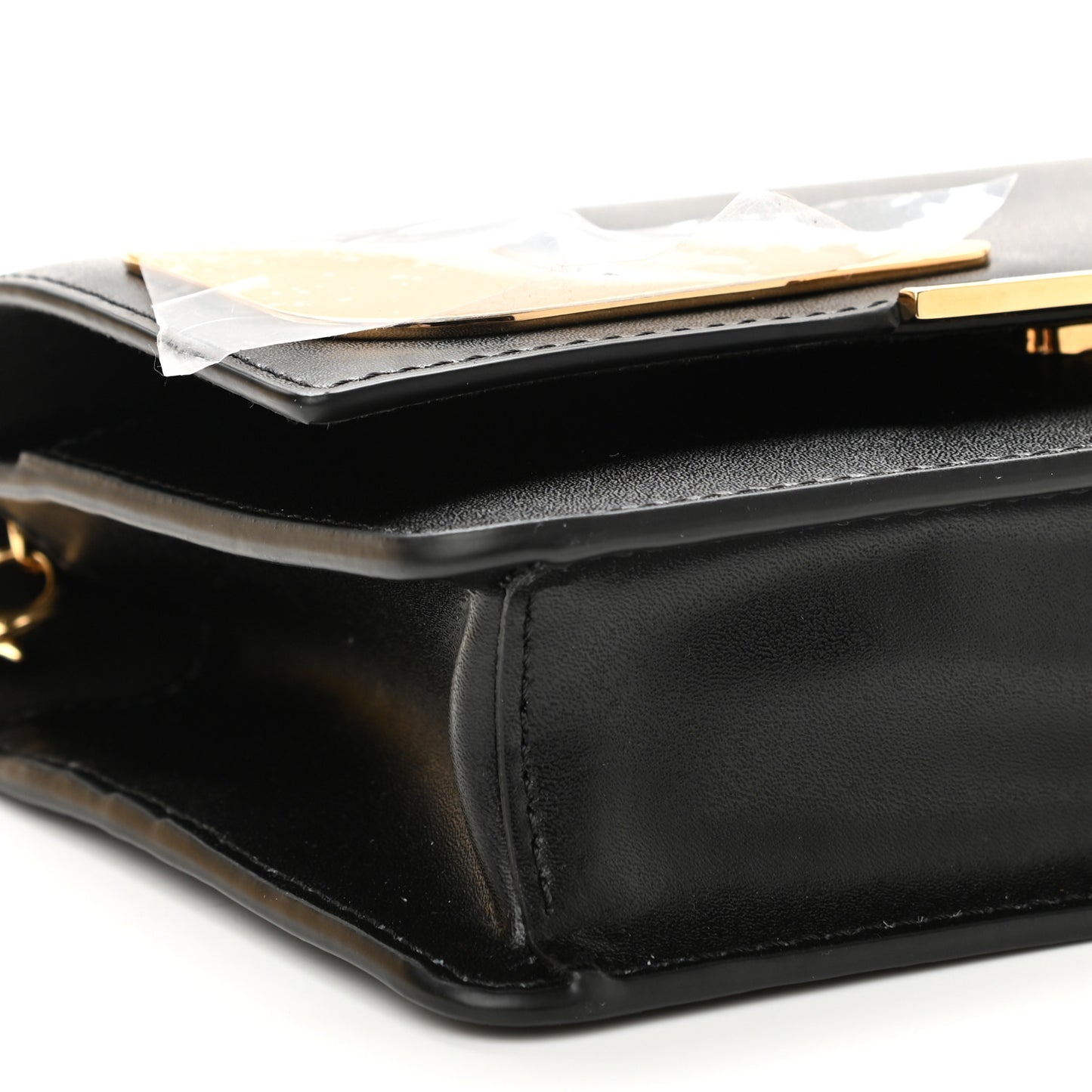Vitello Liberty Lucido Metal Monster Eyes Tube Wallet on Chain Black