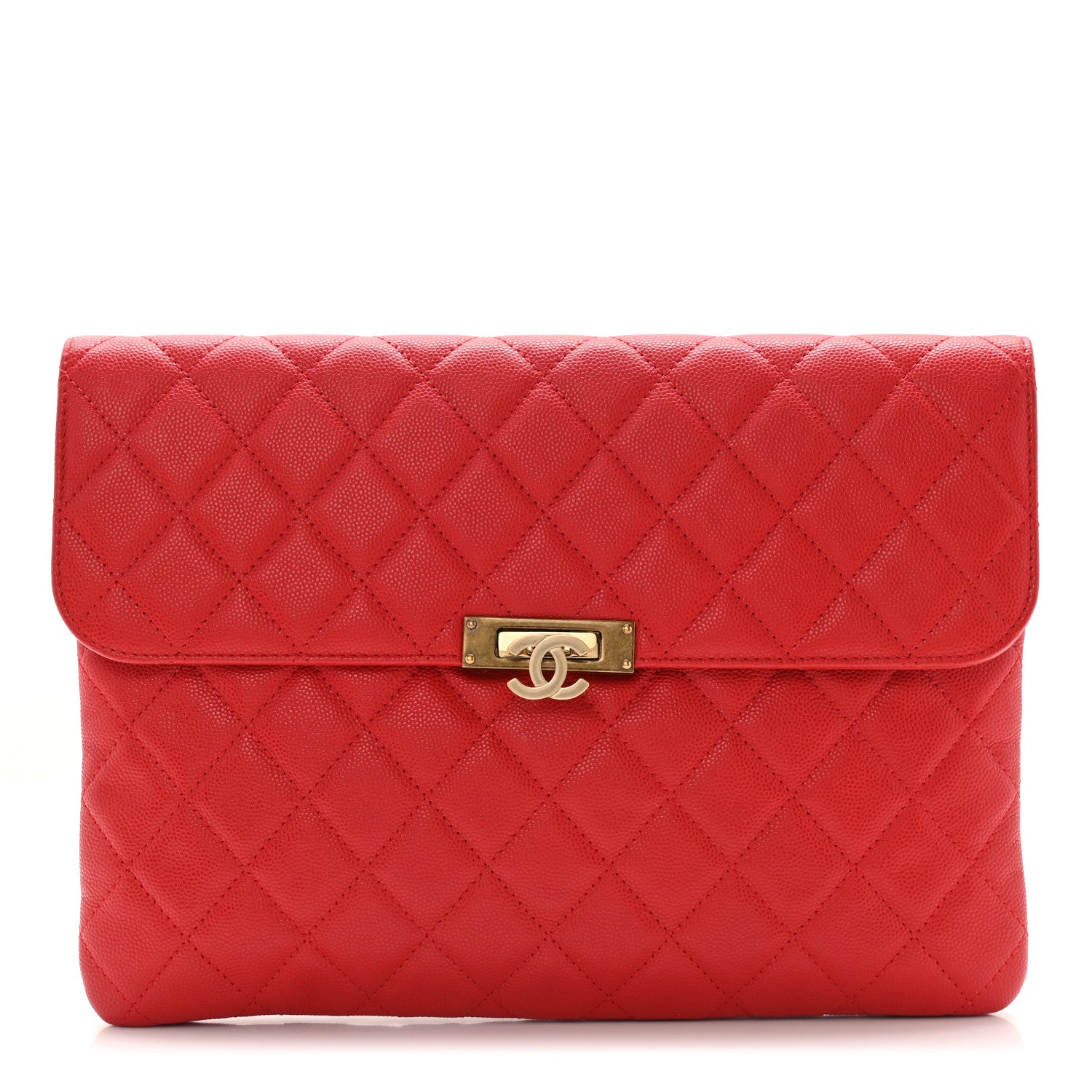 Chanel Caviar Quilted Golden Class Pouch Red 1 of 6