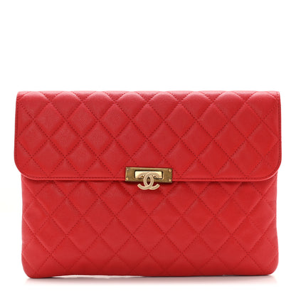 Chanel Caviar Quilted Golden Class Pouch Red 1 of 6