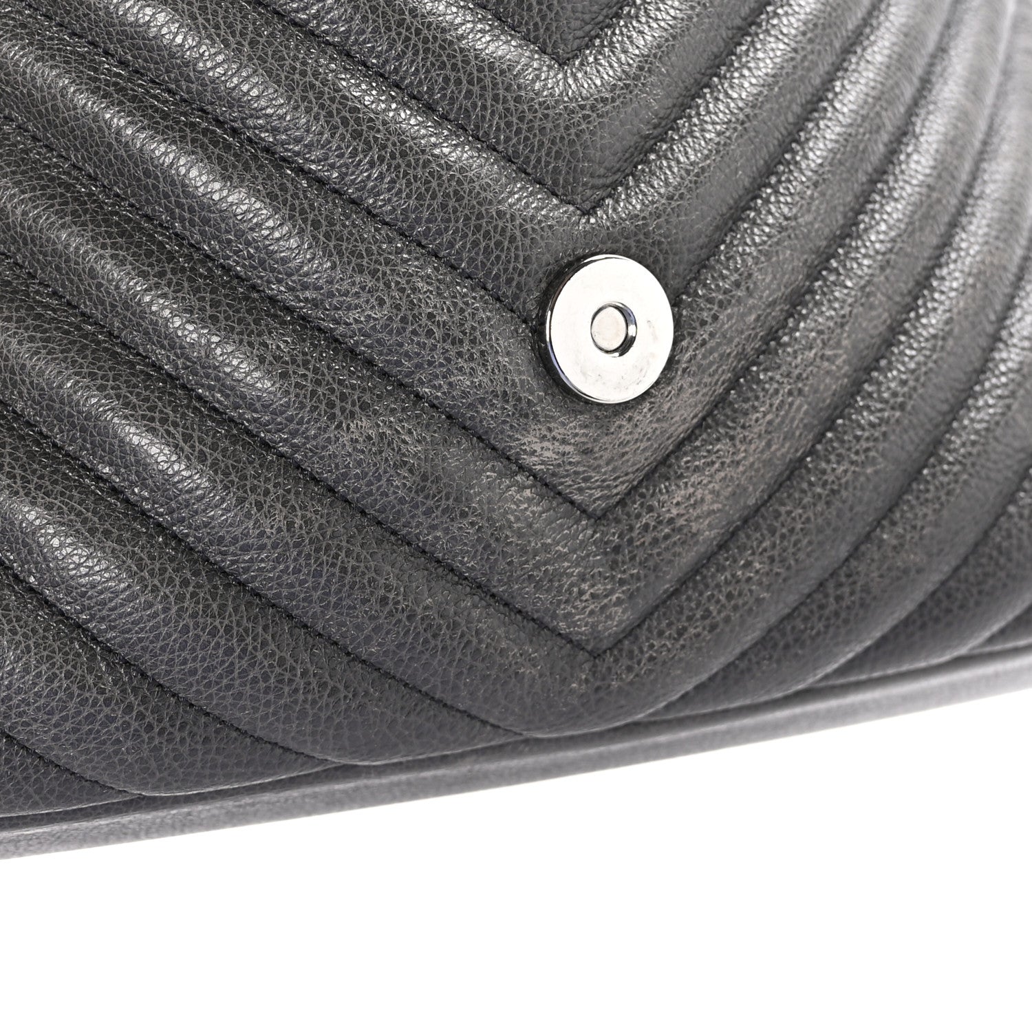 Saint Laurent Sheepskin Matelasse Chevron Monogram Large College Satchel Dark Anthracite 13 of 13