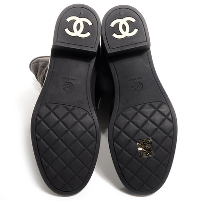 Chanel Quilted Shearling Boots 39 Black Brown 4 of 5