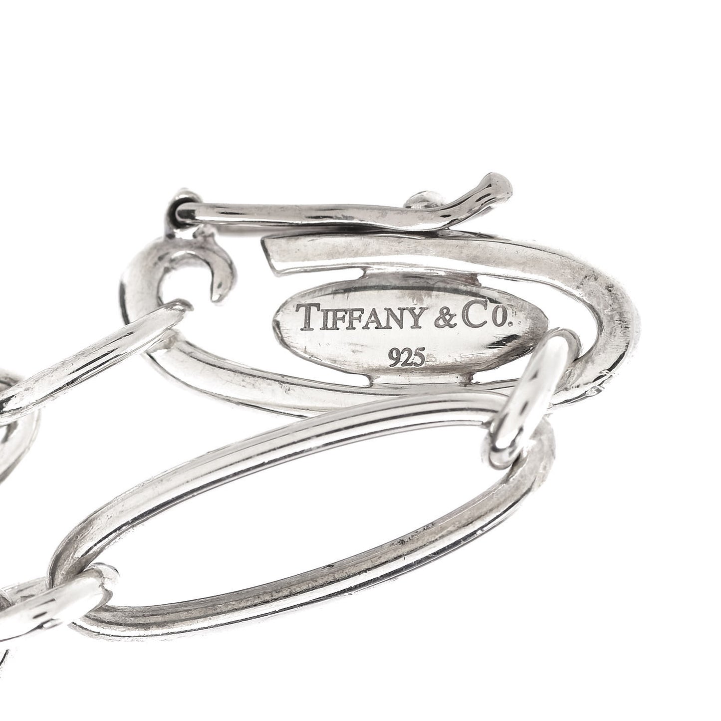 Sterling Silver Elsa Peretti Open Heart Oval Link Charm Bracelet