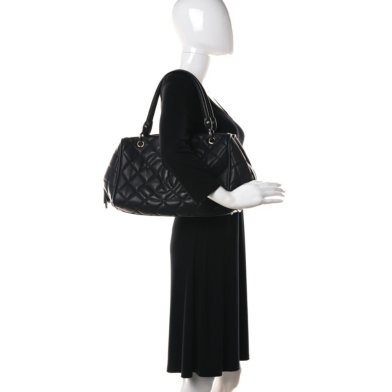 Chanel Caviar Quilted CC Timeless Bowler Black 2 of 10