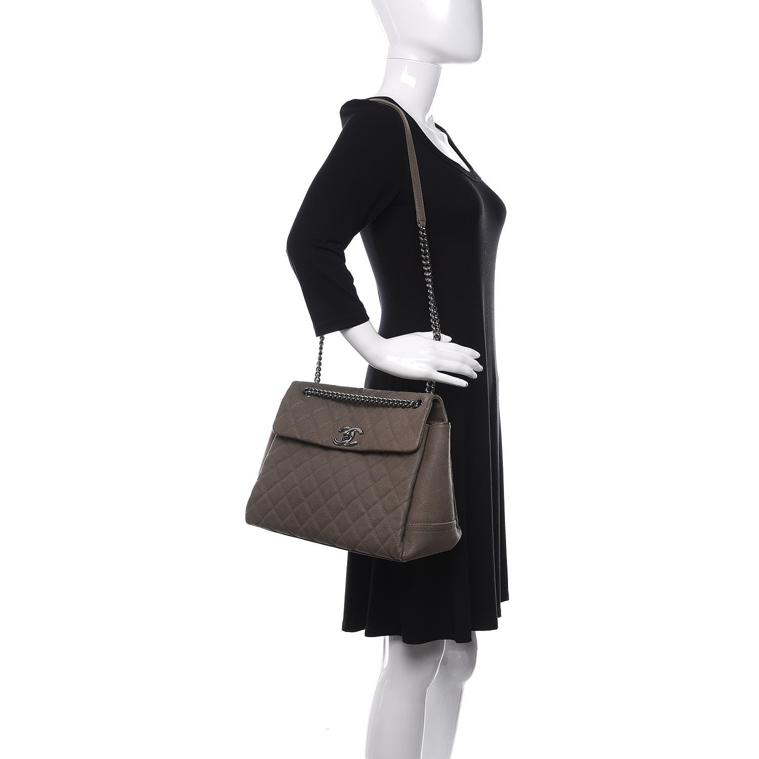 Chanel Iridescent Caviar Medium Lady Pearly Flap Khaki 2 of 12