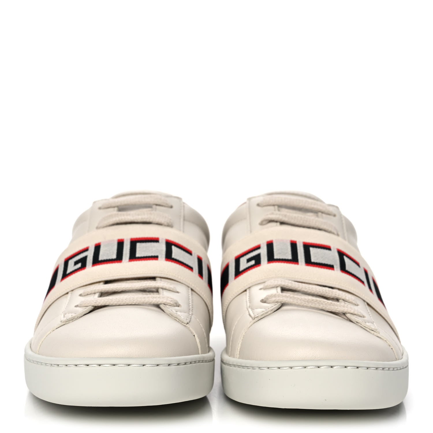 Gucci Calfskin Stripe Womens New Ace Sneakers 37 New Mystic White Ecru Red Flame 2 of 10
